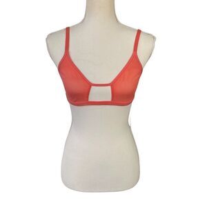 Negative Non-wire Sieve Sheer Mesh Bra in Coral Size 1